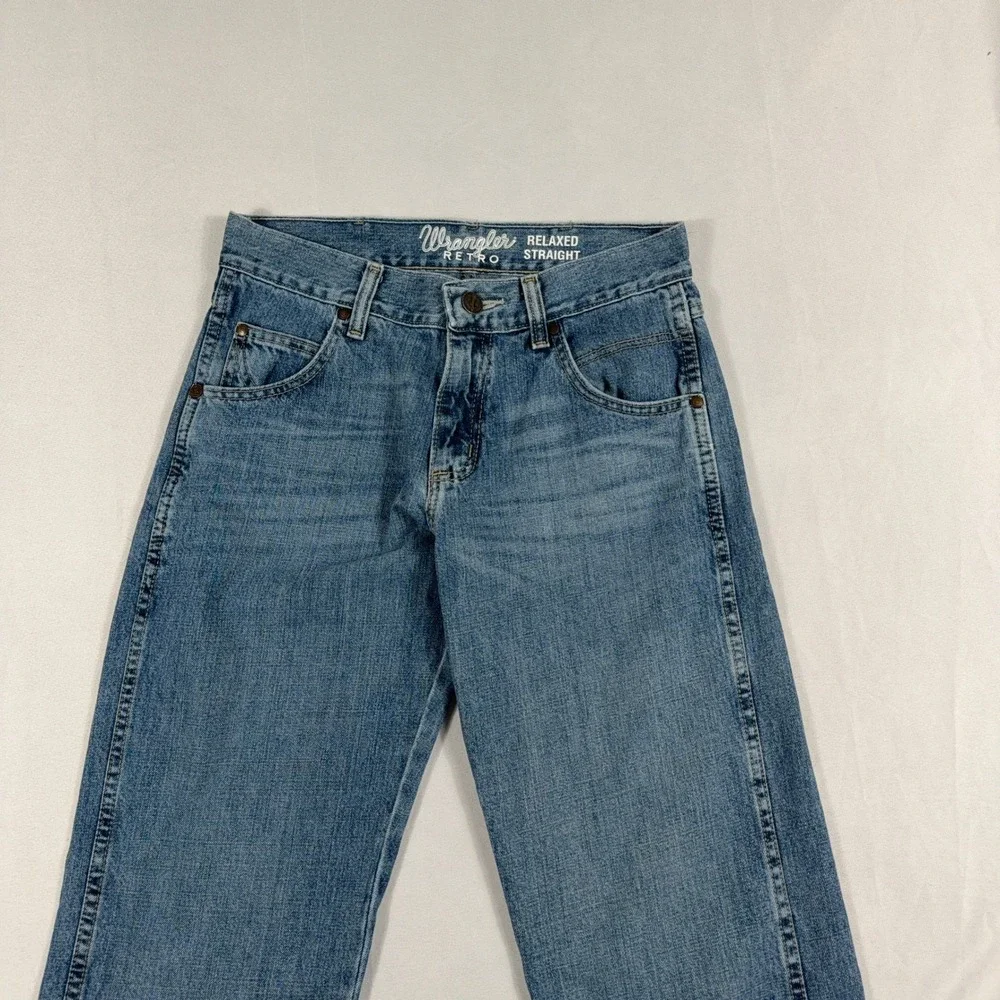 Wrangler Retro Relaxed Straight Leg Denim Jeans 30x34‎ Medium Wash Blue Cotton